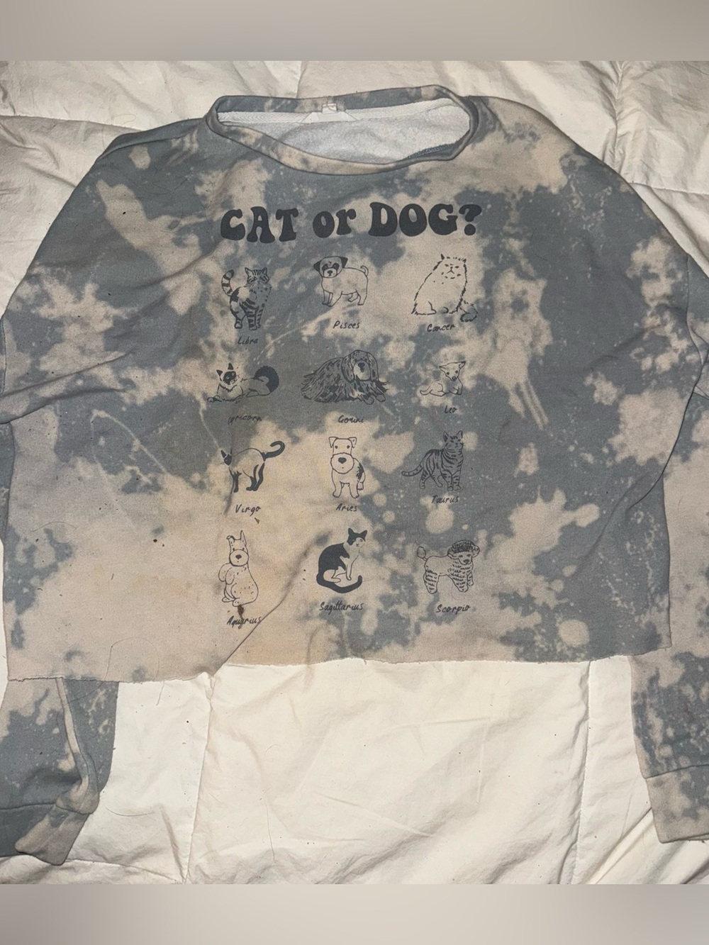 Cat or Dog? Tie-Dye Pet Graphic Tee - Blue/Grey